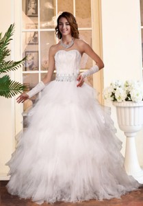 Gorgeous A Line Ruffled Layers Sweetheart Wedding Dress