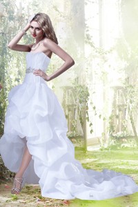 Princess Sweetheart Beading Ruffles Wedding Dress With High Low