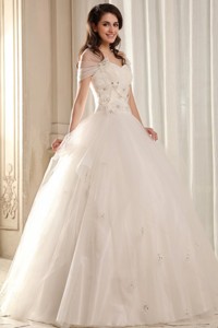 Ball Gown Sweetheart Beading on Flowers Floor-length Wedding Dress 
