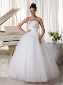 Tulle Beaded Bust Wedding Dress With Strapless