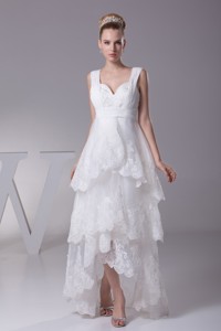 Sweetheart Nackline Ruffled Layers Embroidery Wedding Dress