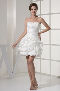 Mini-length Sweetheart Bodice Bridal Gown with Pick-ups and Beadings 