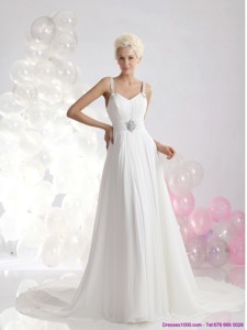 Fashionable Empire Wedding Dress With Ruching And Beading