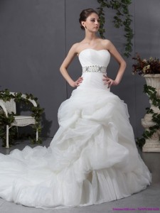 Sophisticated Strapless Wedding Dress With Beading And Ruching