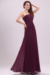 Simple Empire Ruching Purple Long Prom Dress One Shoulder