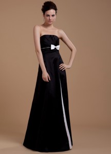 Bowknot Strapless Taffeta Floor-length Prom Dress