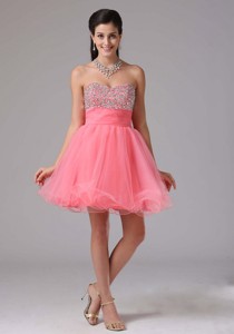 Custom Made Cute Watermelon Beaded Decorate Bust Prom Cocktail Dress With Sweetheart In