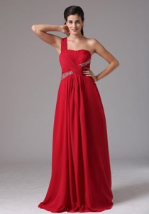 Stylish Red One Shoulder Beading And Ruch Prom Dress In Naugatuck Connecticut