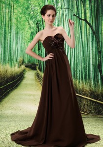 Brown Stylish El Tigre Prom Dress Hand Made Flower and Ruch In Graduation