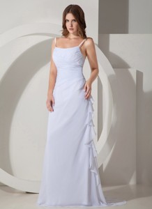 Low Cost Empire Straps Wedding Dress Brush / Sweep Chiffon Ruched 