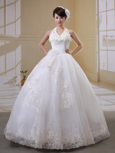 Beautiful Halter Flowers Decorate Wedding Gowns With Lace For Wedding Party In Helsinki Finland 