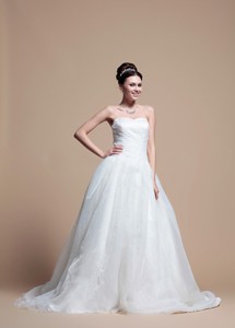 Perfect A Line Strapless Wedding Dress With Beading In