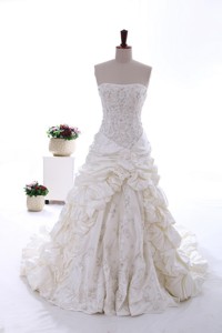 Most Popular Beading And Embroidery Court Train Wedding Dress