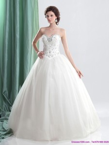 Uinque White Sweetheart Bridal Gowns with Ruffles and Beading 