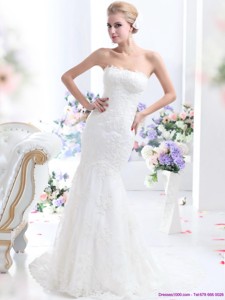 New Style Strapless Mermaid Wedding Dress With Lace