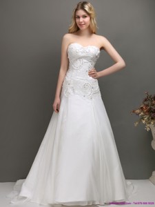 Brand New Sweetheart A Line Wedding Dress With Appliques And Beading