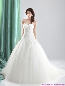 Pretty Sweetheart A Line Wedding Dress With Appliques