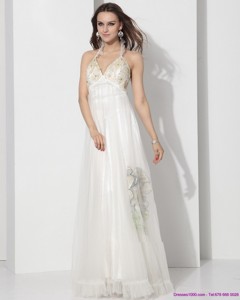 Fashionable Halter Empire Wedding Dress With Appliques