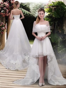 Classical High Low A Line Wedding Dress With Appliques