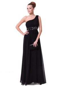 Pretty One Shoulder Sequined Prom Dress In Black