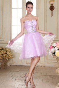 Sweetheart Short Beaded Decorate Organza Prom Dress in Lavender