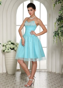 Customize Aqua Blue Sweetheart Beaded Prom Dress For Prom Party