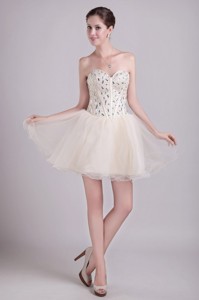 Champagne Sweetheart Short Organza Beading Promcocktail Dress
