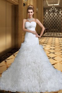 Luxurious A Line Sweetheart Wedding Dress With Beading And Ruffles