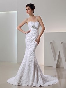 Romantic Mermeid Sweetheart Beading Wedding Dress With Clasp Handle Lace