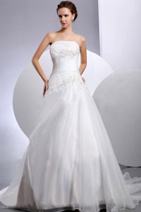 Wedding Dress With Appliques Court Train For Custom Made