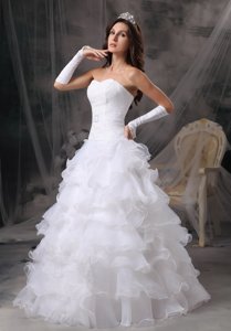 Fashionable Princess Sweetheart Floor-length Organza Ruffles Wedding Dress