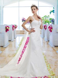 Perfect Straps Lace Up Wedding Dress With Appliques