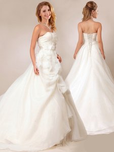 Lovely Princess Bowknot And Ruffled Wedding Dress With Court Train