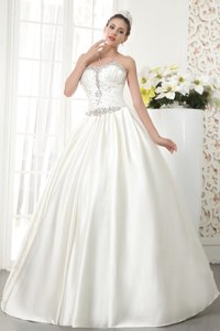 Elegant Princess Sweetheart Floor-length Satin Beading Wedding Dress