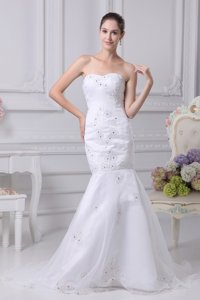 Mermaid Sweetheart Embroidery And Beading Wedding Dress In Spring