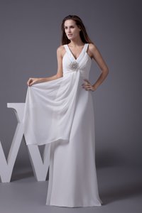 Perfect V-neck Column Long Beading Prom Dress