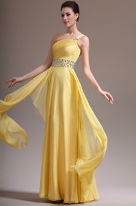 Beautiful Empire One Shoulder Prom Dress With Beading