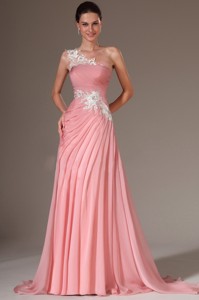 Classical Empire One Shoulder Prom Dress With Appliques