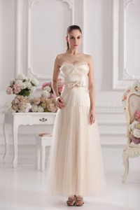 Sweetheart Floor-length Bowknot Champagne Prom Dress