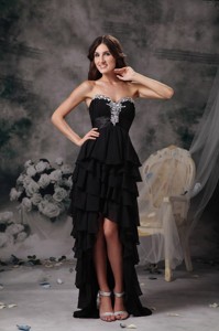 Discount Black High-low Chiffon Prom Dress