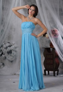 Sioux Center Iowa Pleat Decorate Bodice Beaded Decorate Wasit Aqua Blue Organza Floor-length Lovely