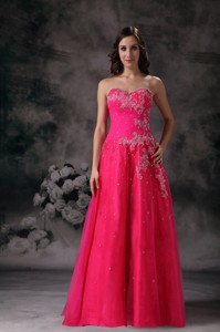 Prettz Hot Pink Sweetheart Formal Prom Dress With Beading