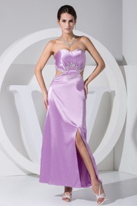 Ankle-length Sweetheart Cool Back Prom Dress With Slit And Cutout