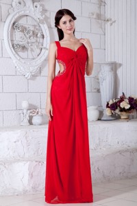 Sexy Red Prom / Evening Dress Backless Chiffon Beading