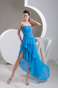 Ruche Beading And Sash Back Covered Prom Dress With Asymmetrical Edge