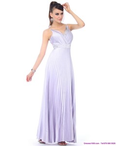 Elegant Empire V Neck Prom Dress With Pleats And Beading
