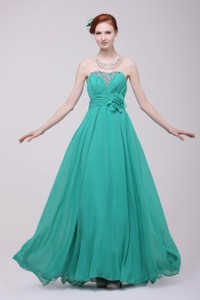 Green Chiffon Empire Beading And Flower Prom Dress Spring
