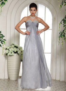 Gray Beaded Decorate Bust and Ruch Stylish Prom Celebrity Dress In North Carolina