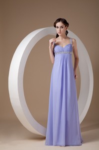 Pretty Lilac Mother of the Bride Dress Empire Straps Chiffon Beading Floor-length