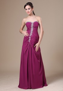 Fuchsia Floor-length Prom Dress For Prom With Beaded Decorate In Sterling